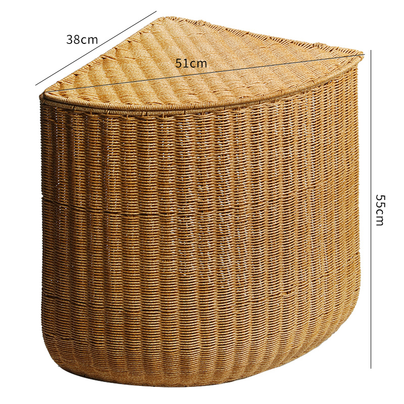 卧室拐角扇形收纳箱仿藤编角落整理盒大号衣N橱转角客厅储物三角