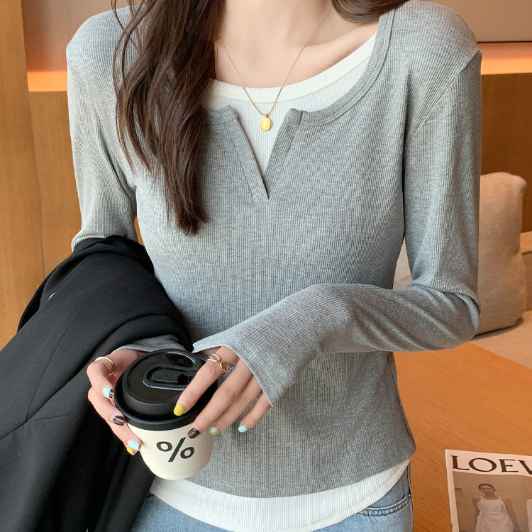 优杰莉假两件长袖T恤