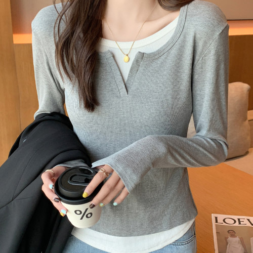 优杰莉假两件长袖T恤