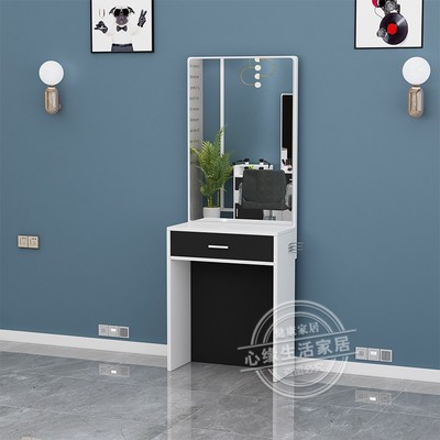 带灯美发店镜子镜梳妆化妆镜台双面发廊镜子带柜子美容美发镜台