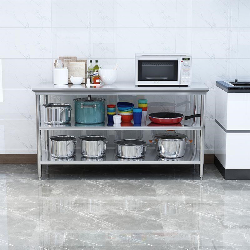 不锈钢加厚商用工作台饭店厨房操作台切菜O桌子案板打荷台面双层