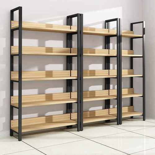 家用钢木书架落地置物架多层书柜书橱组合收纳架储物货架结构柜子