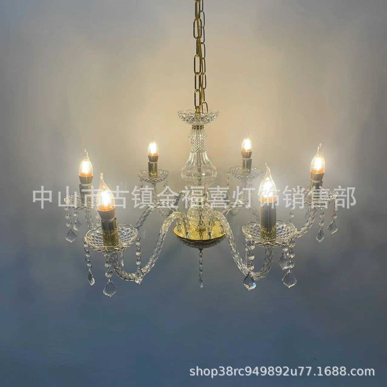 新婚庆道具发光水晶吊灯婚礼堂顶部装饰欧式亚克力多头蜡烛灯路引