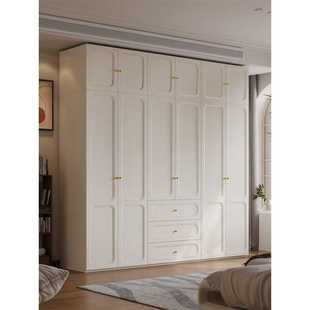 法式奶油风家用白色衣柜主卧经济型简约现代柜子带转角大衣橱