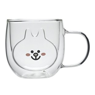 可爱双层玻璃杯高硼n硅隔热茶杯带手柄家用办公水杯早餐杯咖啡杯