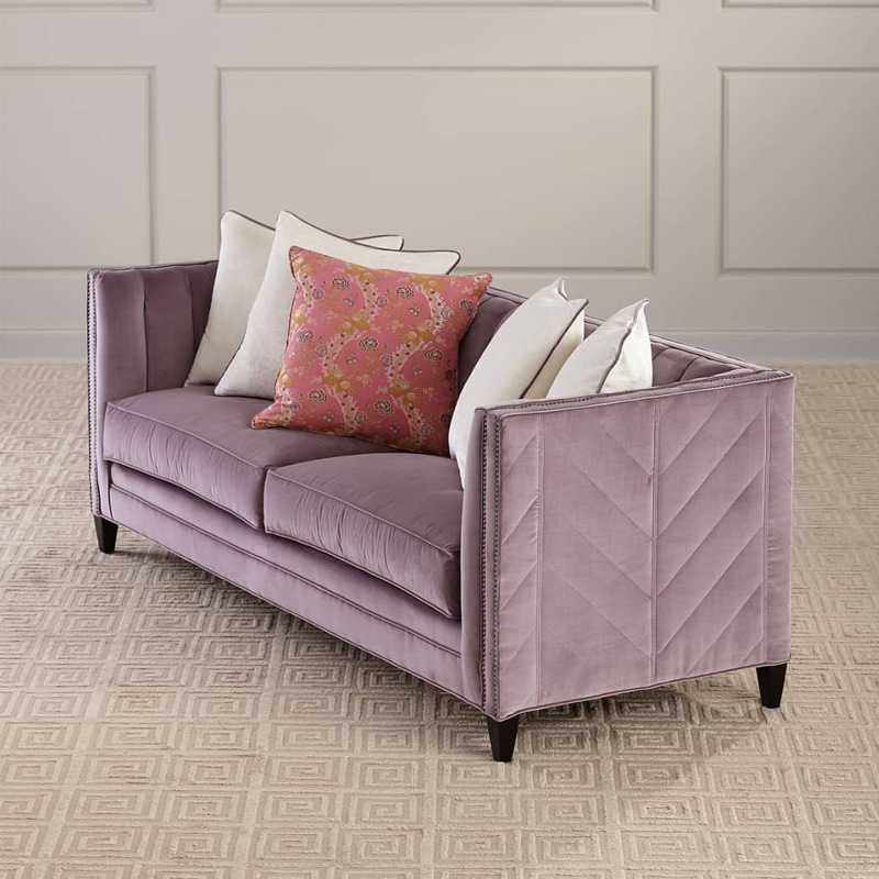 美式布艺小户型绒布沙发简约欧式三人沙发影楼样板房客厅别墅家具