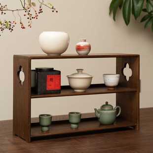 直播电商黑胡桃玉楼春置物三层柜收纳架茶器家用收纳置物架茶几