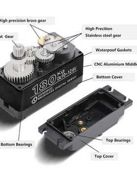 180KG金属铝框舵机BLS51180MG黑色半金属大扭力无刷金属舵机