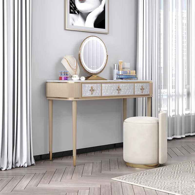 美式轻奢风梳妆台卧室现代简约高级感实木大理石贝壳带镜子化妆桌,电子元器件市场,其它元器件,淘宝优惠券,粉丝福利购,淘宝优惠卷