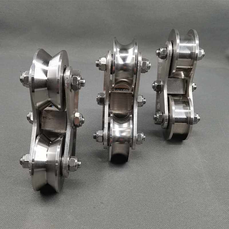 304不锈钢推拉门大门轨道双轮V型槽U型H轴承轮平移门重型滑轮