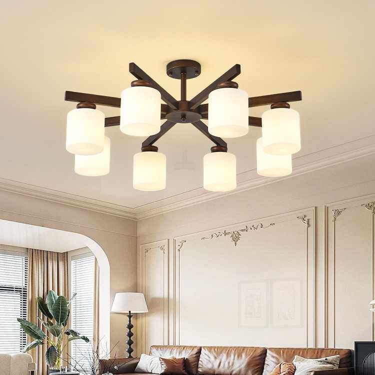 客厅吊灯法式中古风大厅主灯美式胡桃木高级浪漫卧室灯魔豆餐厅灯