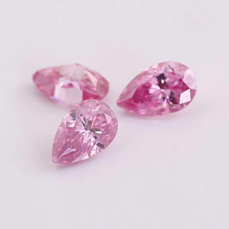 水滴形粉色莫桑石裸钻D色 梨形粉红色莫桑钻裸石源头厂家