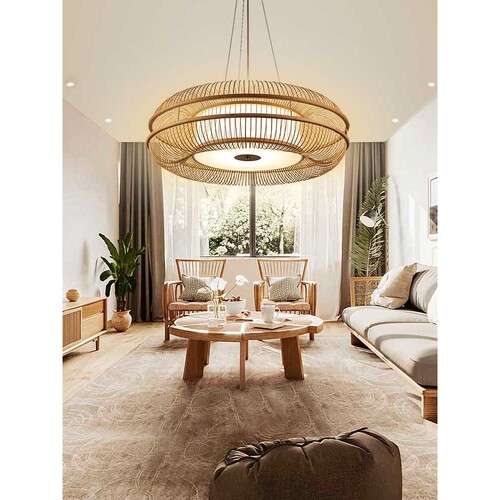 中式藤艺吊灯东南亚民宿吊灯客厅餐厅竹编日式卧室茶座灯笼吊灯