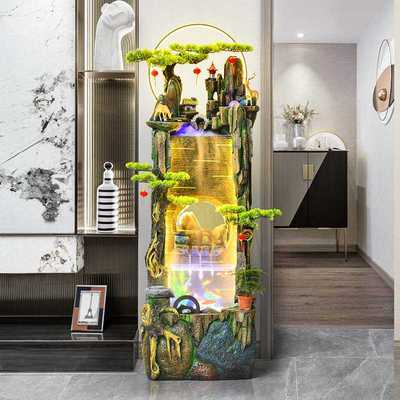 中式鱼缸客厅流水摆件喷泉循环水生财落地办公室玄关风生水起景观