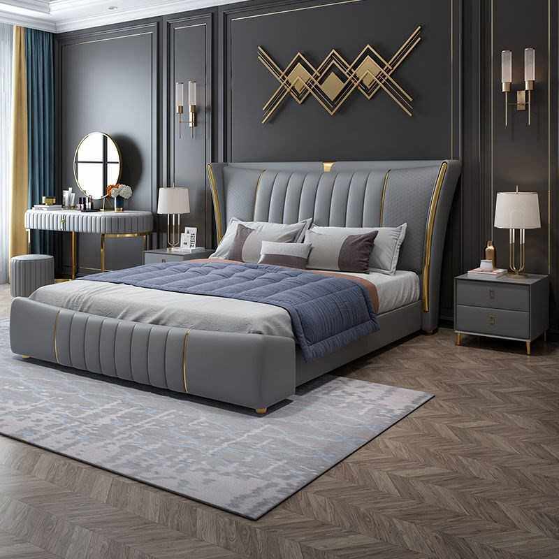 YLX630#皮艺婚床意式轻奢床主卧室1.8米现代简约奢华双人大