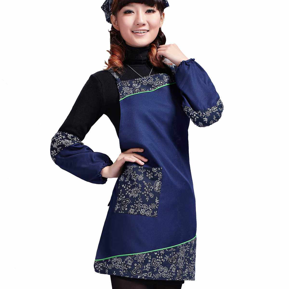 湘西苗寨原始部落工艺围裙套装印字logo中式传统印花布围裙袖套