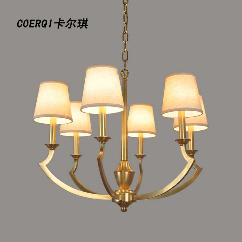 美式乡村吊灯铜吊灯 客厅全铜吊灯餐厅卧室简约创意6头8头长吊灯