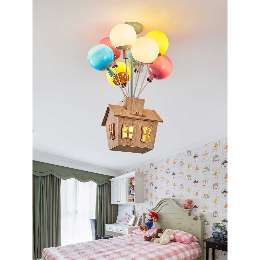 儿童房吊灯男孩卧室灯卡通灯创意气球吸顶灯幼儿园女孩房公主灯具