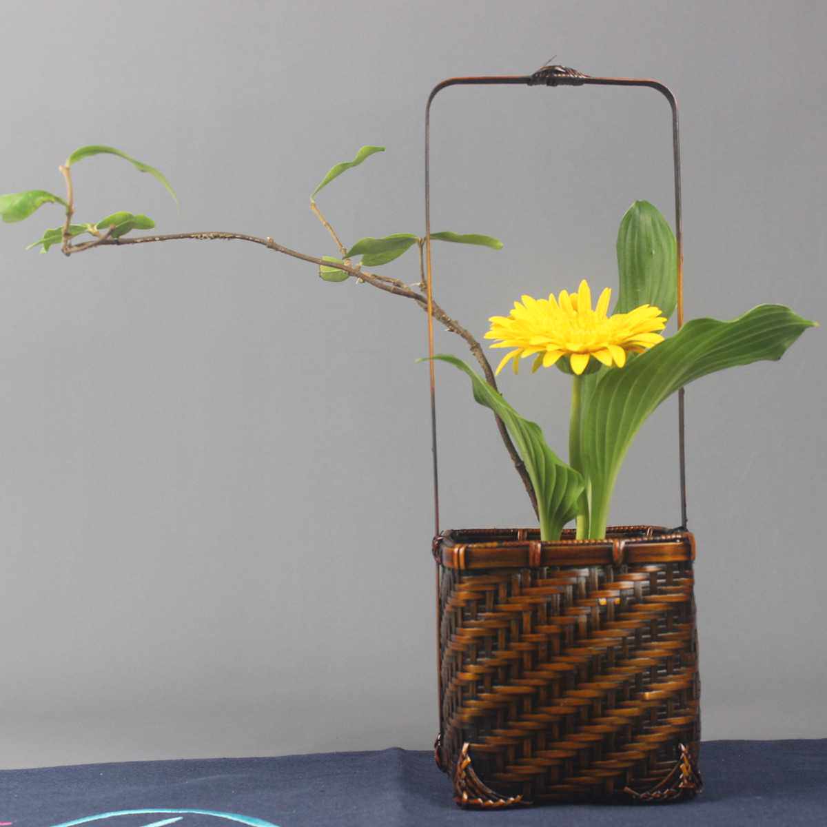竹编花器中式仿古花插 茶道花瓶摆件传统插花花篮花艺配件竹篮子