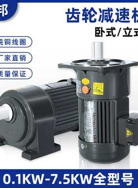 卧式变频齿轮减速电机交流三相微型电机200W380v齿轮减速电机