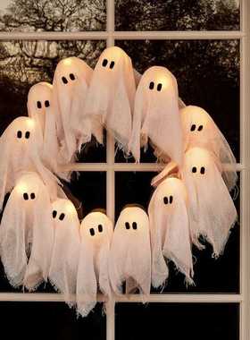 跨境新款热销Lit Ghosts Wreath点亮幽灵花环