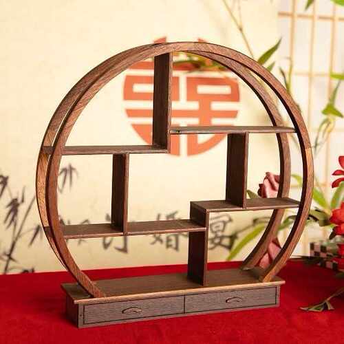 甄嬛传dimoo盲盒梅花圆形胡桃木博古架中式桌订婚台实木点心摆台