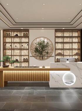 多功能公司接待台酒店前台足浴店茶楼吧台养生馆美容院店收银台