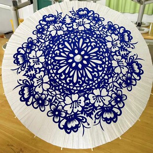 剪纸大团花成品油纸伞双面大红纸作品刻纸