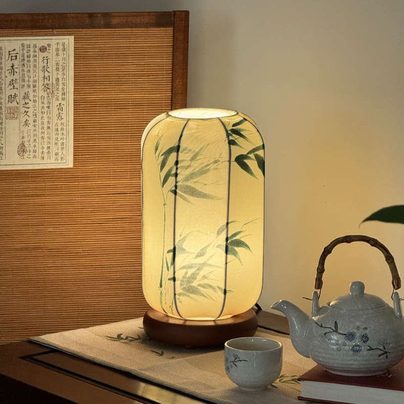 高端客厅b复古台灯摆件新中式卧室床头灯国风古画氛围灯饰禅意书