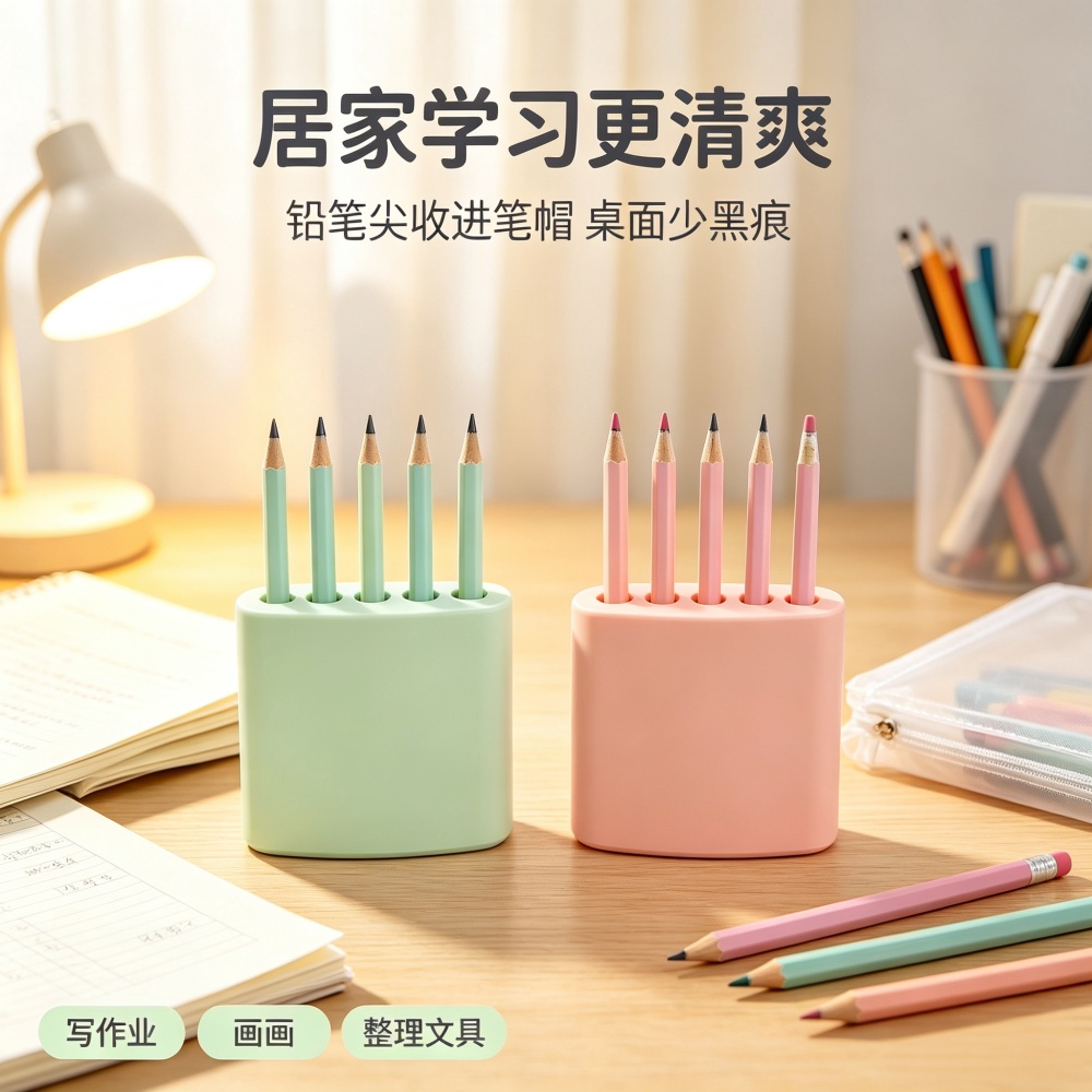 一体式防丢可立笔帽笔筒二合一