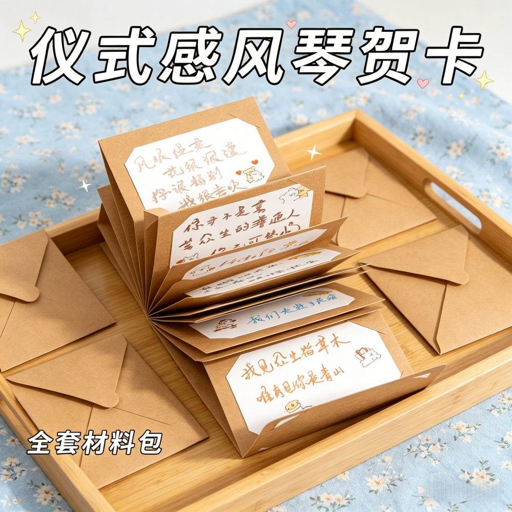风琴本卡册抽拉式贺卡手工DIY材料包高颜值ins风送对象闺蜜小礼物