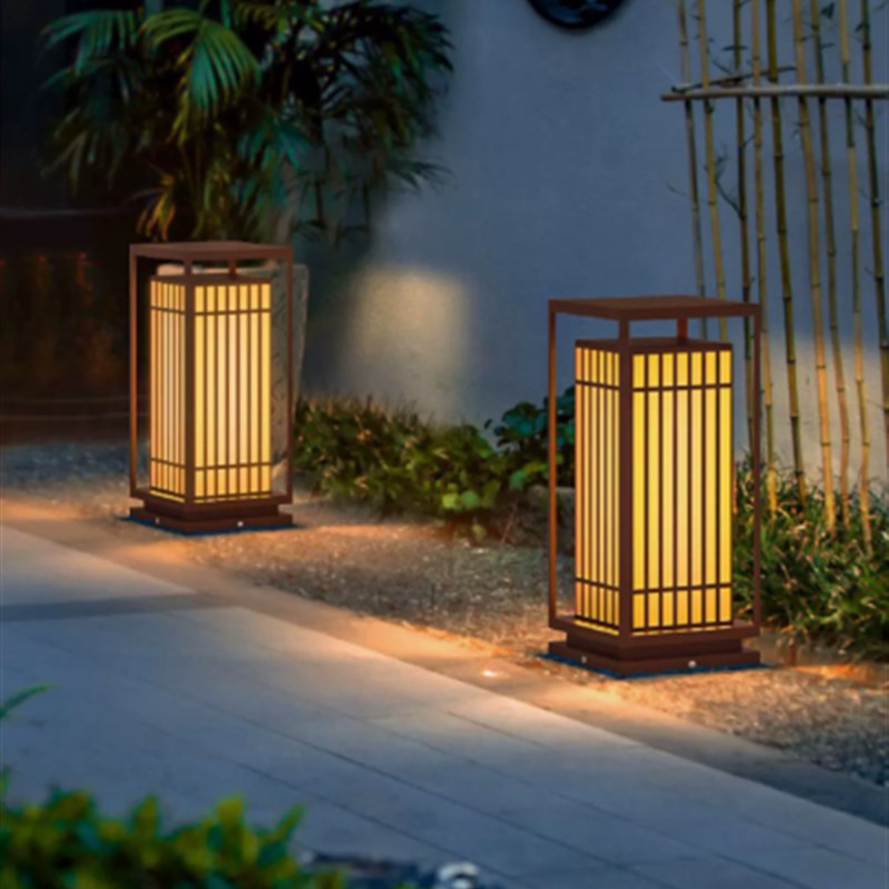 定制户外草坪灯新中式柱头v灯防水云石围墙门柱公园别墅庭院现代