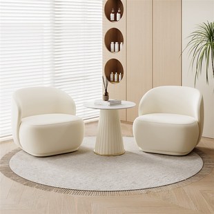 北欧轻奢单人沙发椅小户型休闲服装店铺美容院休息区接待桌椅组合