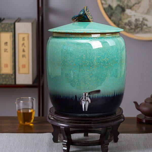 陶瓷水缸储水罐家用带龙头客厅茶水机储水缸茶水桶冷水壶食用油缸