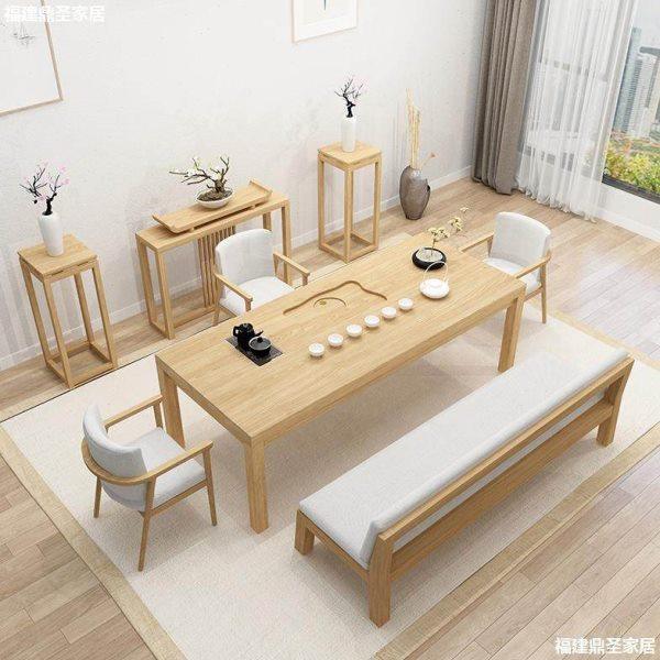 新中式实木带茶盘一体马蹄桌 公洽谈会客桌椅 聚会待客泡茶桌椅,商业/办公家具,茶台/茶桌,淘宝优惠券,粉丝福利购,淘宝优惠卷