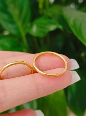 古法金包银泥鳅背戒指男女t平面实心对戒简约素圈指环情侣对戒礼