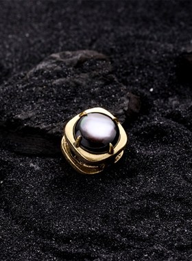 +S925银黑贝人像双面w方形卡扣吊坠女仅吊坠时尚个性项坠