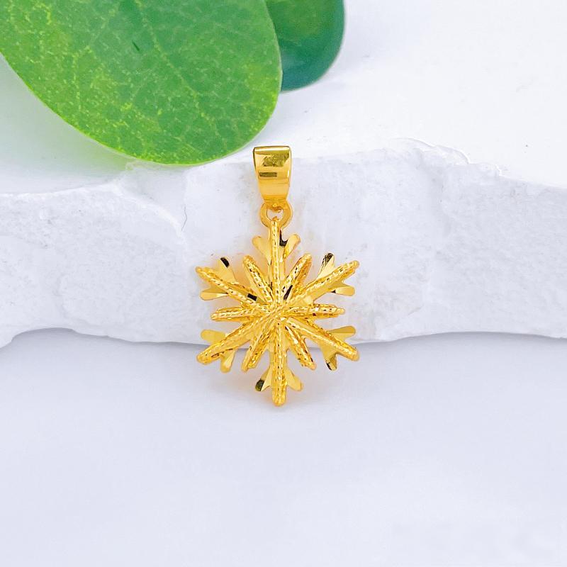 珍锦缘足金999双面绕线雪花黄金吊坠5G纯金挂坠