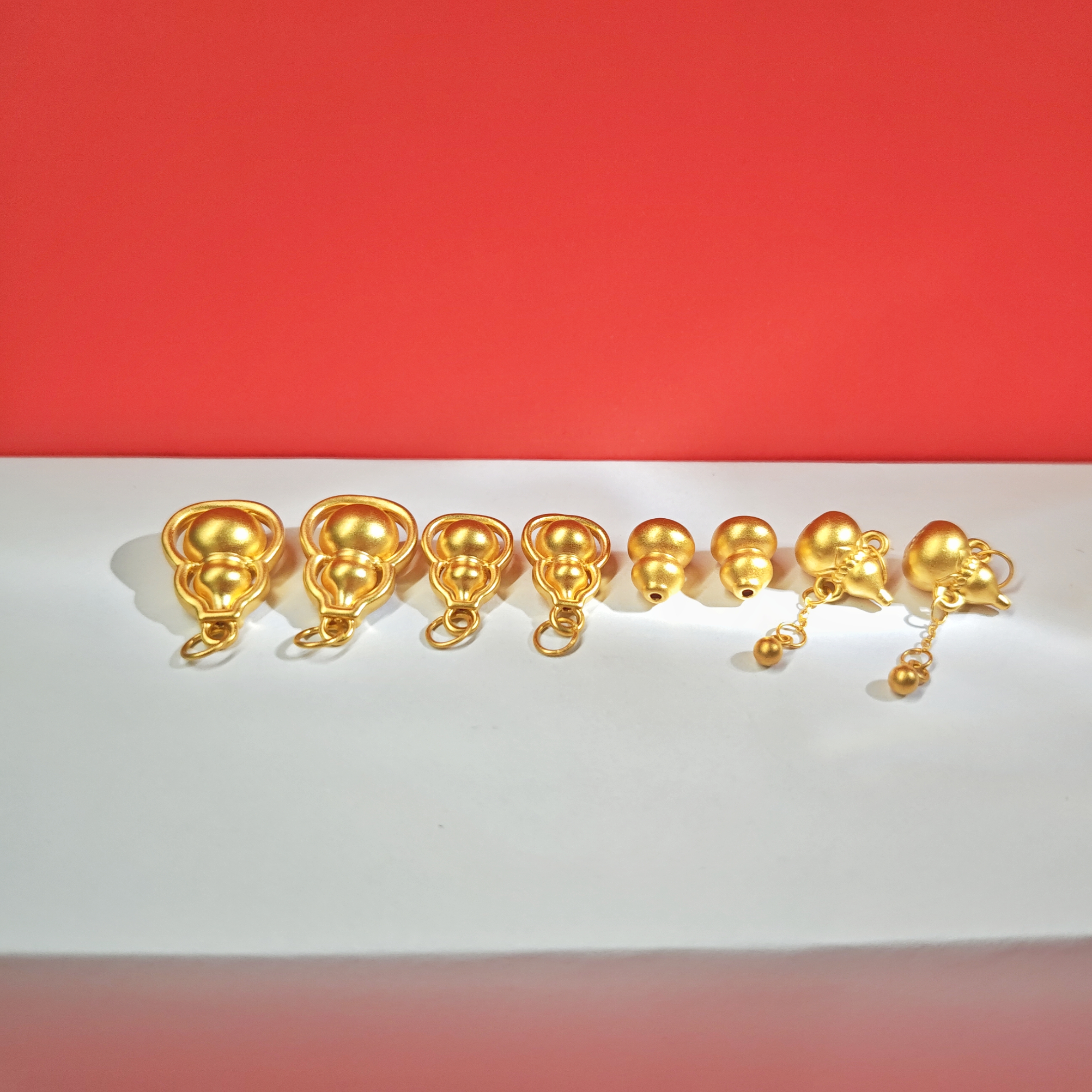 珍锦缘足金999流苏葫芦大葫芦中葫芦葫芦吊坠纯金手链DIY小配件