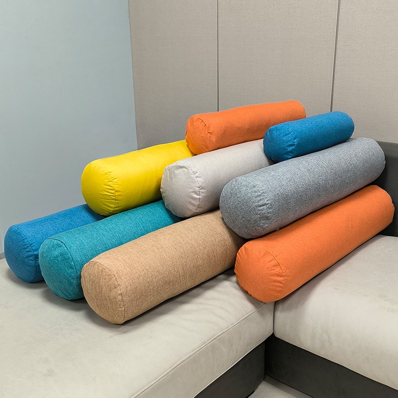 客厅沙发亚e麻圆柱长条枕圆形抱枕头枕腰枕靠垫靠枕腰垫套罩不含
