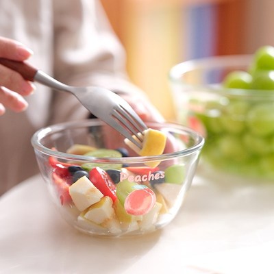 吃个桃子!原创耐高温玻璃碗早餐碗沙拉L碗面碗汤碗可微波炉加热