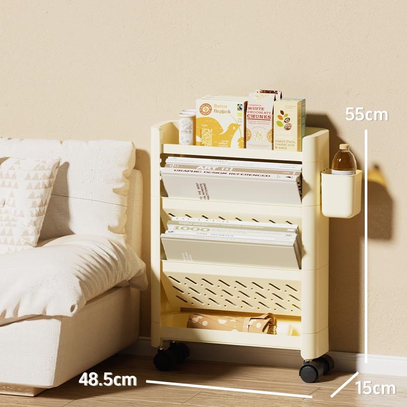 可移动桌边收纳架小书架教t室课桌旁学生学习书本带轮置物架书立