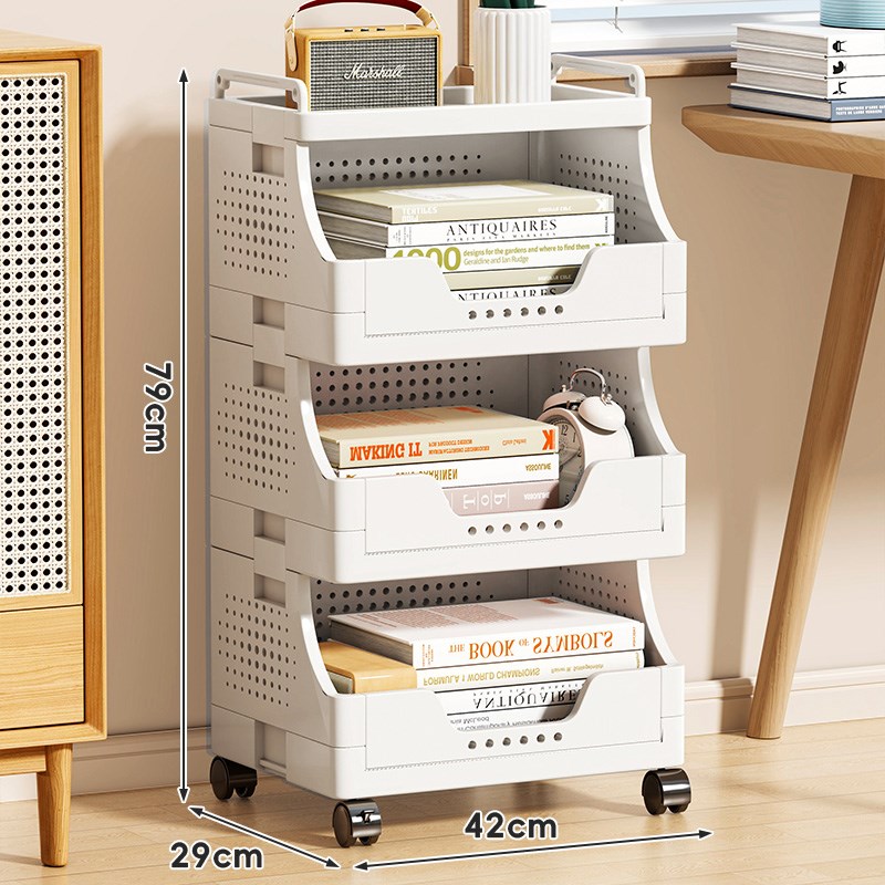 可移动书架书桌旁带轮子置物架落地书柜办公桌P下小推车文件收纳