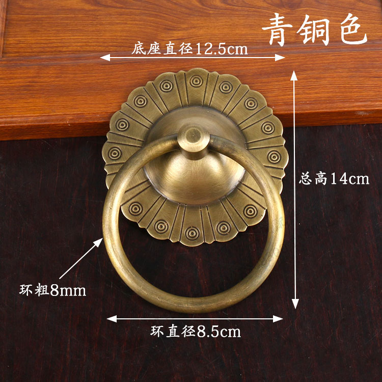 纯铜木门铜拉手中式仿古铜大门A拉手老式门环实心拉环仿古铁门把