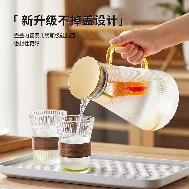 玻璃冷水壶2f025新款大容量家用耐高温夏季凉水壶加厚储水壶凉水