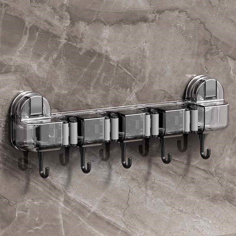 拖把扫把终于不乱了!!r免打孔吸盘壁挂拖把夹架浴室卫生间阳台架