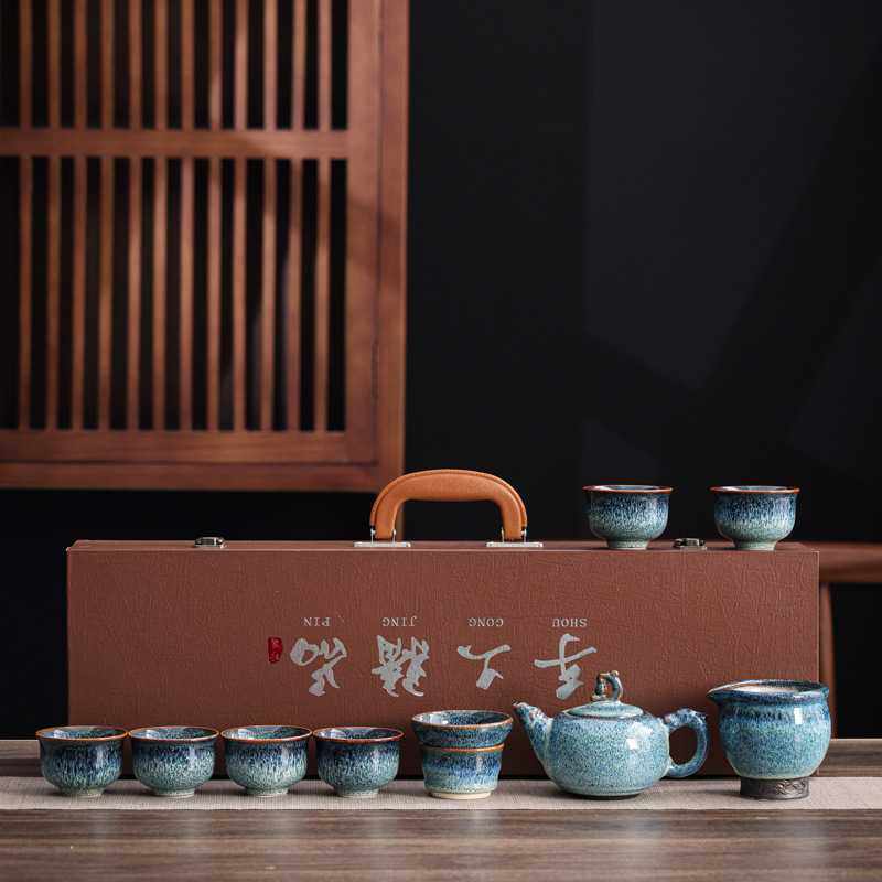 窑变陶瓷茶具套装商务礼品logo制定10头建盏天目釉茶壶功夫茶杯,玩具/童车/益智/积木/模型,垂直悬浮玩具,淘宝优惠券,粉丝福利购,淘宝优惠卷