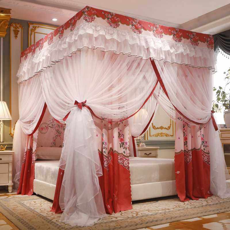 CB#2021新款家用床帘床幔三开们落地不锈钢遮光蚊帐1.5m1.8m2m家