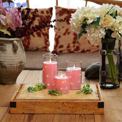 3pcs Pink Flickering Flameless led Candles BatteryLED蜡烛