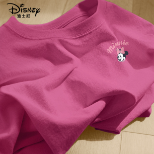 迪士尼女童短袖t恤纯棉薄款2026新款宽松透气上衣儿童夏装半袖潮